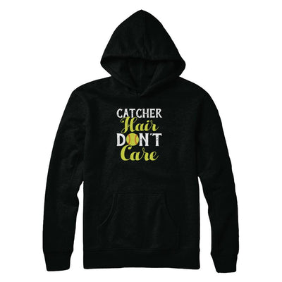 Catcher Hair Don't Care Softball-T-Shirt & Tank Top-Pullover Hoodie-Black