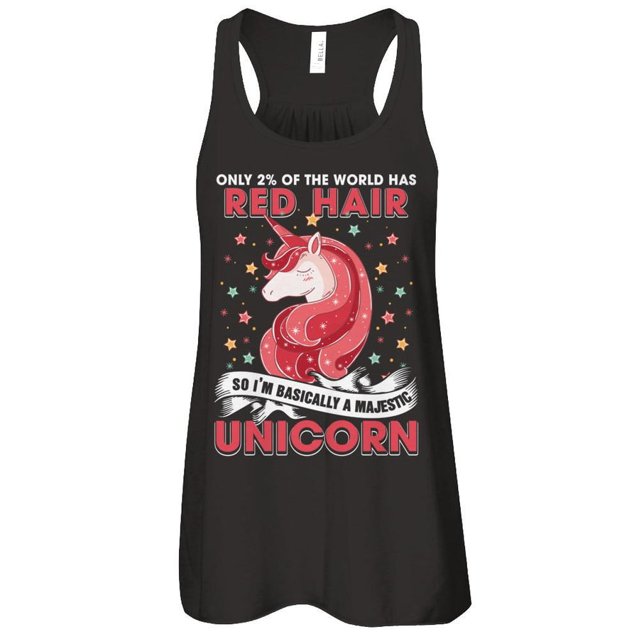 Only 2 Percent Of The World Has Red Hair Majestic Unicorn-T-Shirt & Tank Top-Women's Flowy Racerback Tank-Black