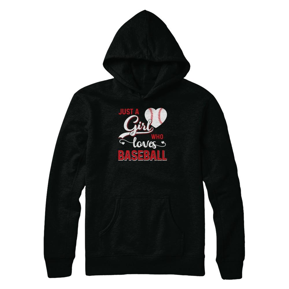 Just A Girl Who Loves Baseball-T-Shirt & Tank Top-Pullover Hoodie-Black