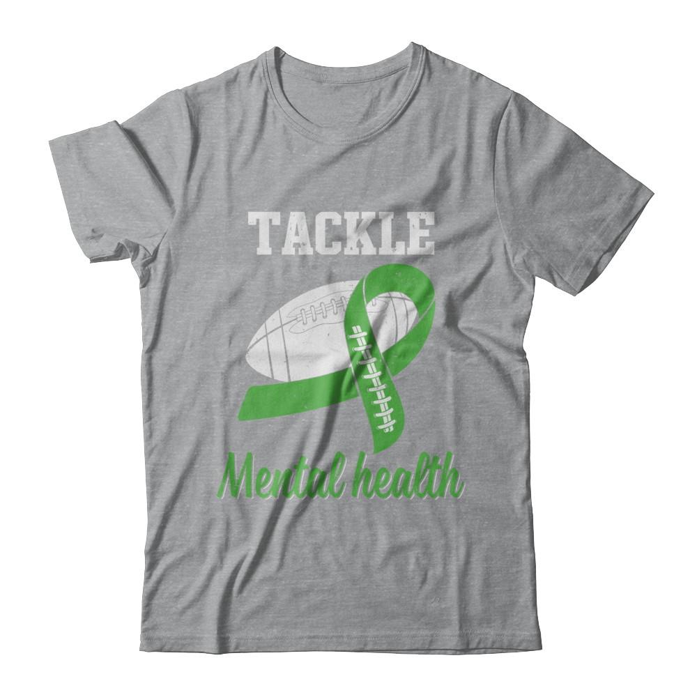 Football Survivor Tackle Green Mental Health Awareness-T-Shirt & Hoodie-Classic T-Shirt-Sport Grey