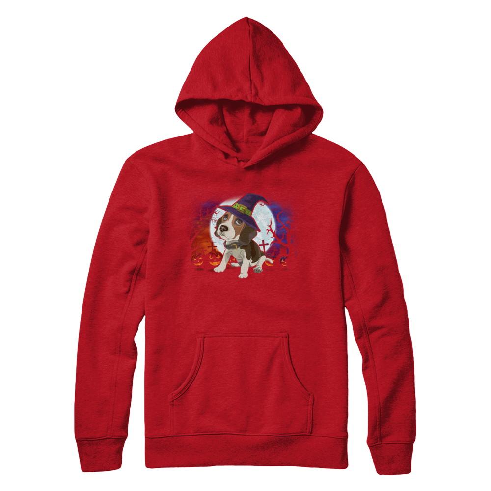 Cute Halloween Beagle Puppy Pumpkins-T-Shirt & Sweatshirt-Pullover Hoodie-Red