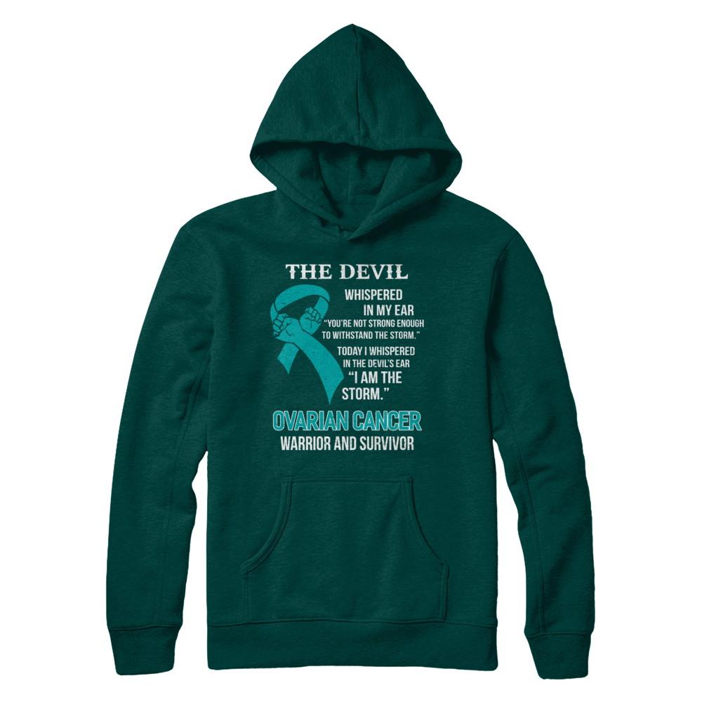 I Am The Storm Support Ovarian Cancer Warrior Survivor-T-Shirt & Hoodie-Pullover Hoodie-Deep Forest