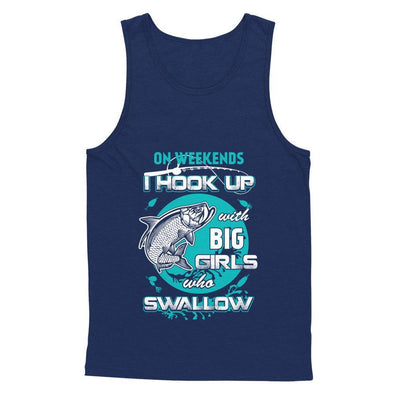 On Weekends I Hook Up With Big Girls-T-Shirt & Hoodie-Unisex Tank-Navy