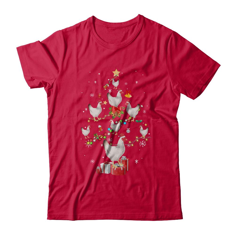 Farmer Chicken Christmas Tree Decor Xmas Gift-T-Shirt & Sweatshirt-Classic T-Shirt-Red