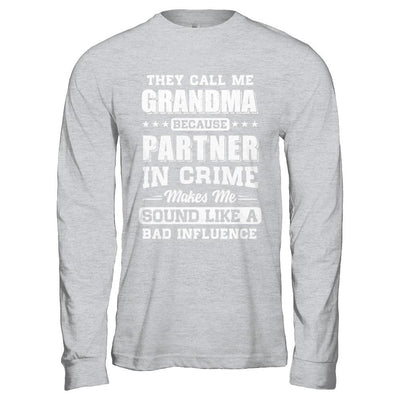 They Call Me Grandma Partner In Crime Mothers Day-T-Shirt & Hoodie-Long Sleeve T-Shirt-Sport Grey