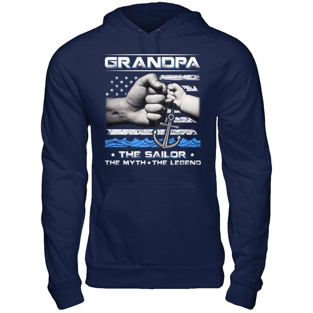 Veteran Grandpa The Sailor The Myth The Legend-T-Shirt & Hoodie-Pullover Hoodie-Navy