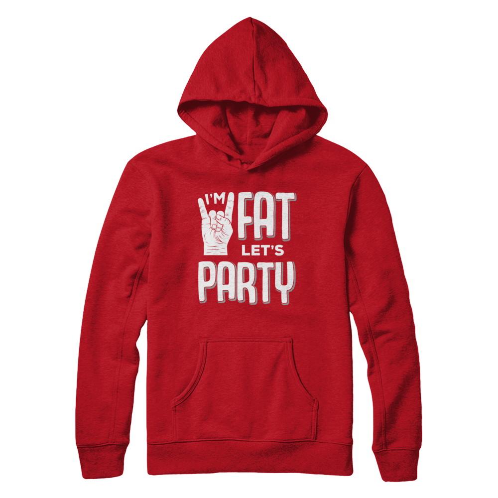 I'm Fat Let's Party Funny Drinking Beer Wine-T-Shirt & Hoodie-Pullover Hoodie-Red