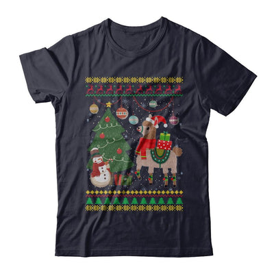 Funny Llama Christmas Cute Family Ugly Sweater-T-Shirt & Sweatshirt-Premium T-Shirt-Midnight Navy