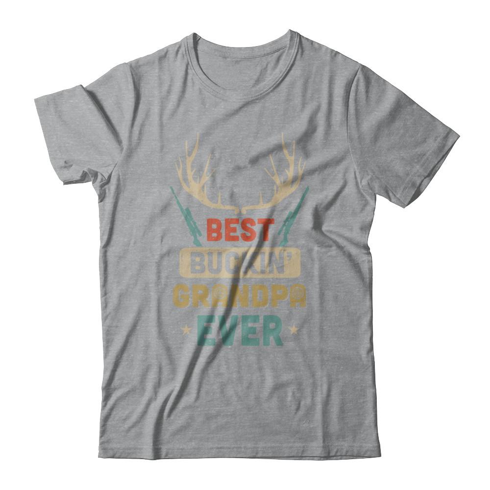 Vintage Best Buckin' Grandpa Ever Deer Hunting-T-Shirt & Hoodie-Classic T-Shirt-Sport Grey
