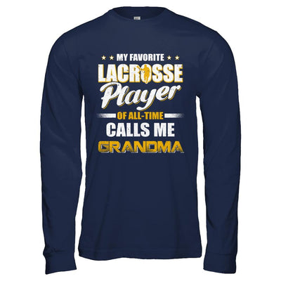 My Favorite Lacrosse Player Calls Me Grandma Lacrosse-T-Shirt & Hoodie-Long Sleeve T-Shirt-Navy