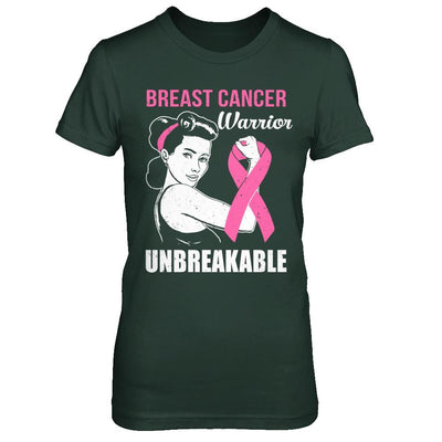 Breast Cancer Warrior Unbreakable Breast Cancer Awareness-T-Shirt & Hoodie-Women's T-Shirt-Forest Green