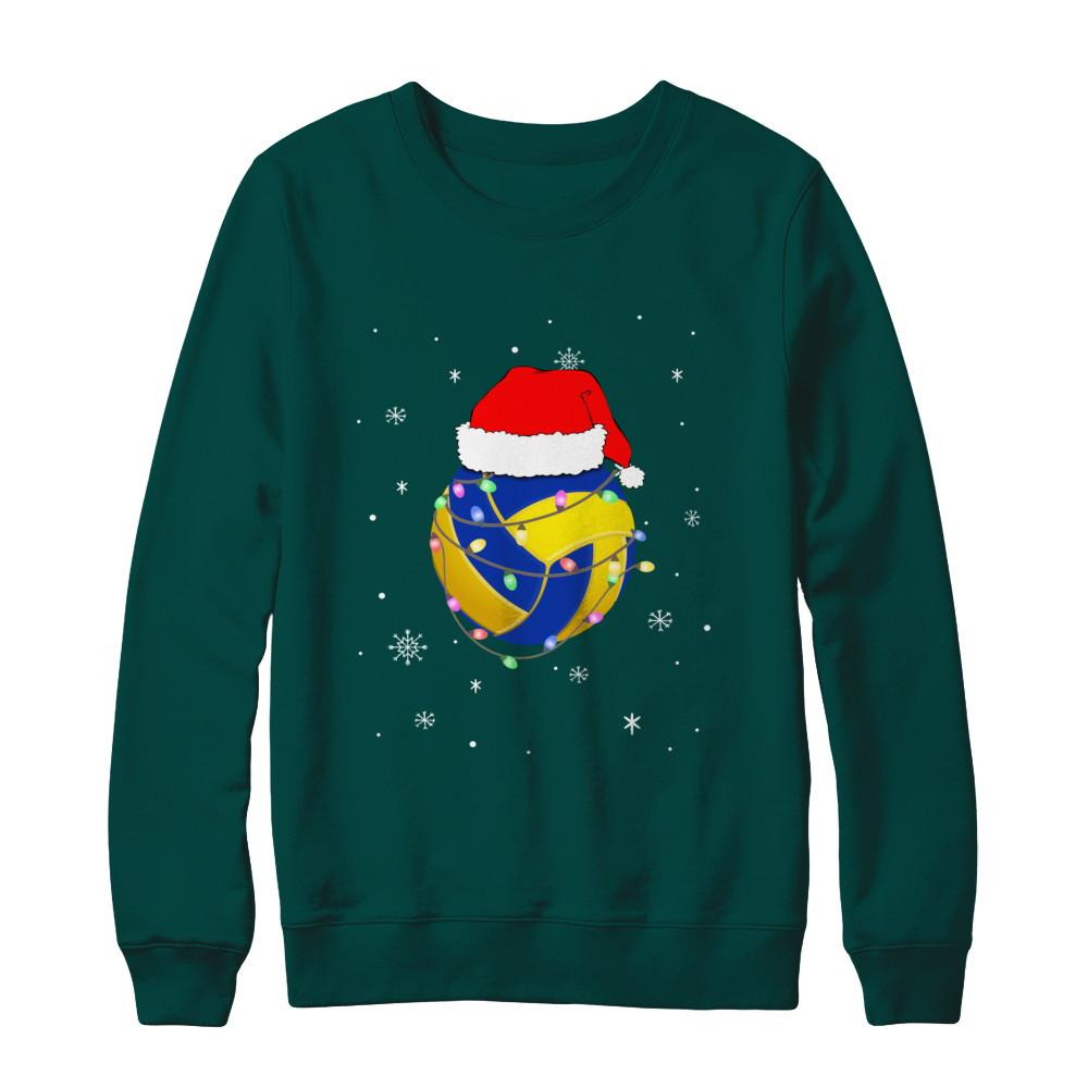 Santa Hat Volleyball Christmas Gifts-T-Shirt & Sweatshirt-Crewneck Sweatshirt-Deep Forest