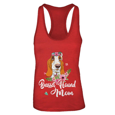 Basset Hound Mom Funny Dog Mom Gift Idea-T-Shirt & Tank Top-Women's Ideal Racerback Tank-Red