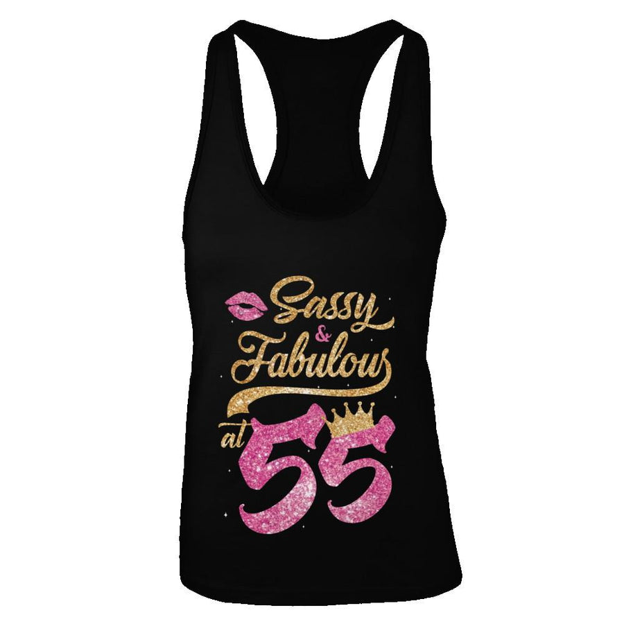 Sassy And Fabulous At 55th 1966 Birthday Gift-T-Shirt & Tank Top-Women's Ideal Racerback Tank-Black