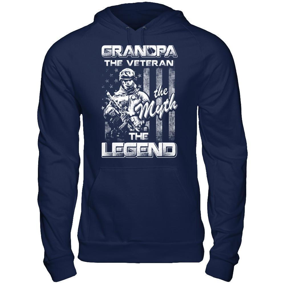 Grandpa The Veteran The Myth The Legend-T-Shirt & Hoodie-Pullover Hoodie-Navy