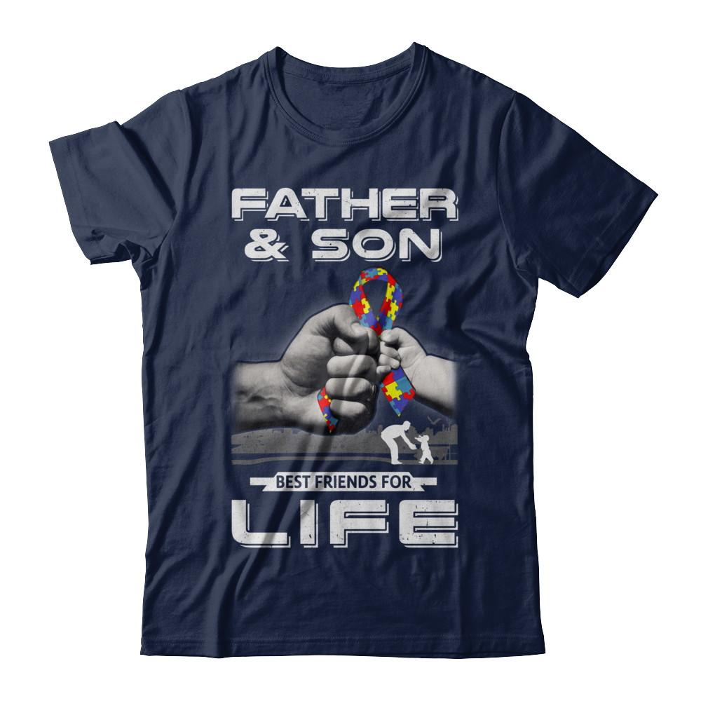 Autism Awareness Father And Son Best Friends For Life-T-Shirt & Hoodie-Classic T-Shirt-Navy
