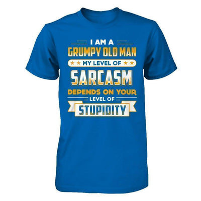 I'm A Grumpy Old Man My Level Of Sarcasm Papa Fathers Day-T-Shirt & Hoodie-Classic T-Shirt-Royal