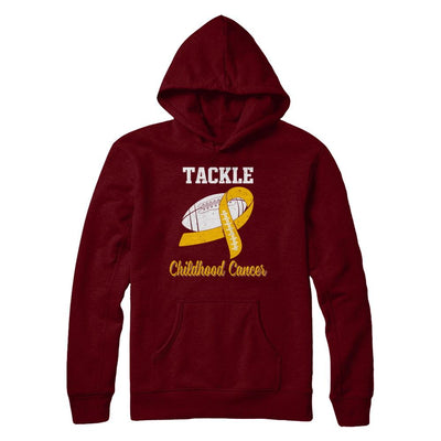 Football Survivor Tackle Yellow Childhood Cancer Awareness-T-Shirt & Hoodie-Pullover Hoodie-Maroon