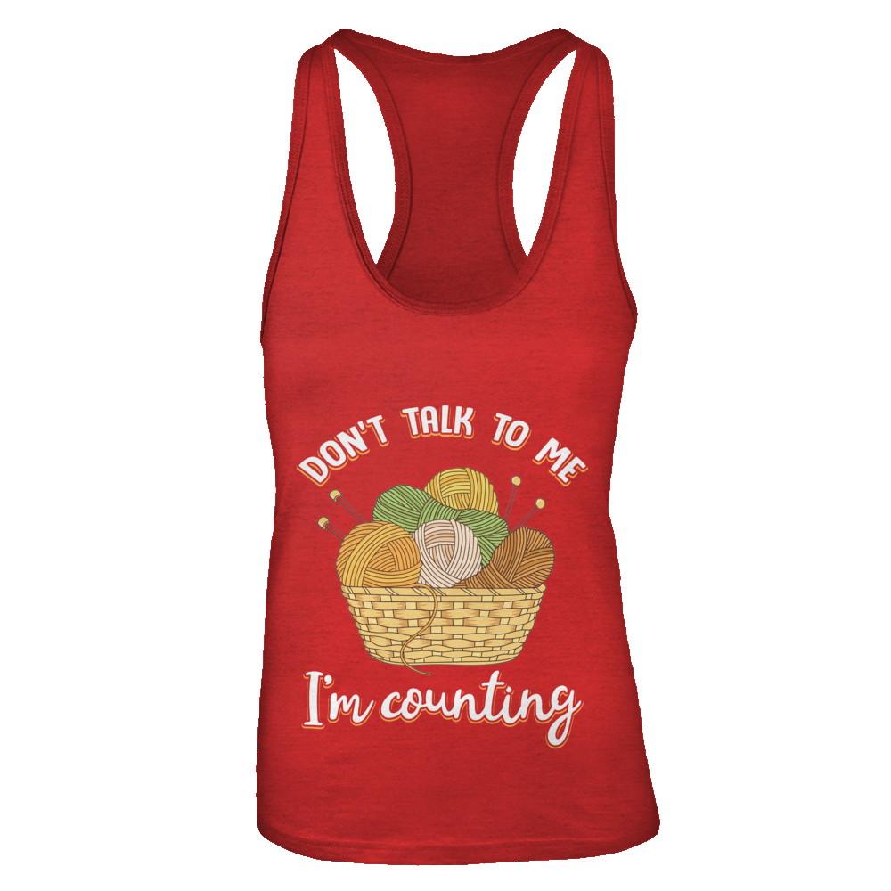 Don't Talk To Me I'm Counting Funny Knitting Crochet-T-Shirt & Tank Top-Women's Ideal Racerback Tank-Red