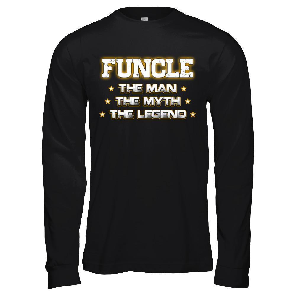 Funcle The Myth The Man The Legend Funny Uncle-T-Shirt & Hoodie-Long Sleeve T-Shirt-Black