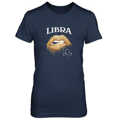 Libra Zodiac September October Birthday Gift Golden Lipstick-T-Shirt & Tank Top-Women's T-Shirt-Navy