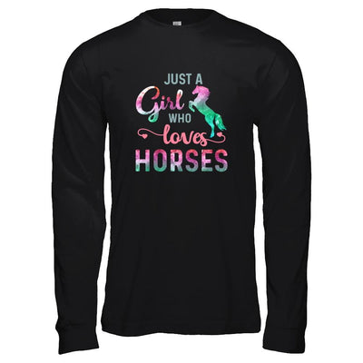 Just A Girl Who Loves Horses Horse Lover-T-Shirt & Tank Top-Long Sleeve T-Shirt-Black