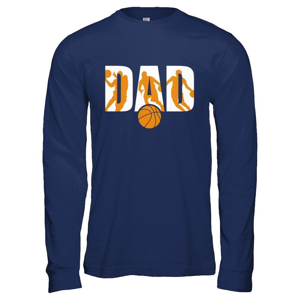 Basketball Dad Father's Day-T-Shirt & Hoodie-Long Sleeve T-Shirt-Navy