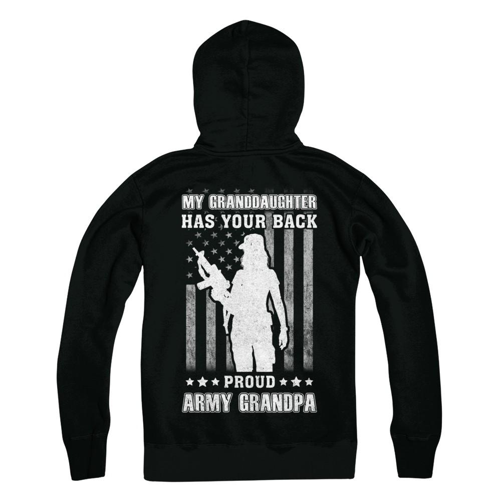 My Granddaughter Has Your Back Proud Proud Army Grandpa-T-Shirt & Hoodie-Pullover Hoodie-Black