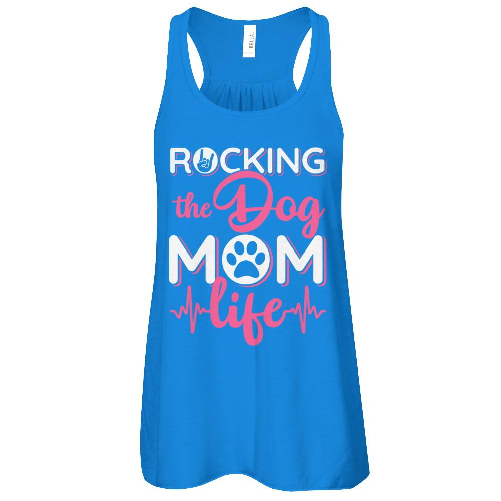 Rocking The Dog Mom Life-T-Shirt & Tank Top-Women's Flowy Racerback Tank-True Royal