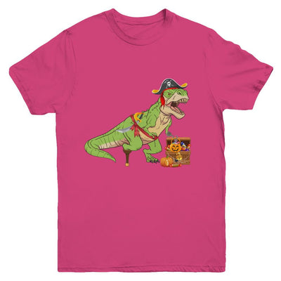 Dinosaurs T-Rex Pirate Halloween Saurus For Kids Youth-Youth Shirt-Youth T-Shirt-Heliconia