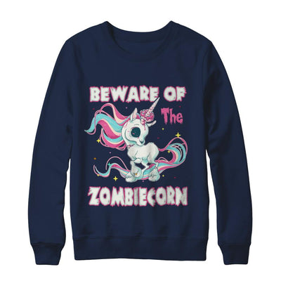 Beware Of The Zombiecorn Unicorn-T-Shirt & Sweatshirt-Crewneck Sweatshirt-Navy