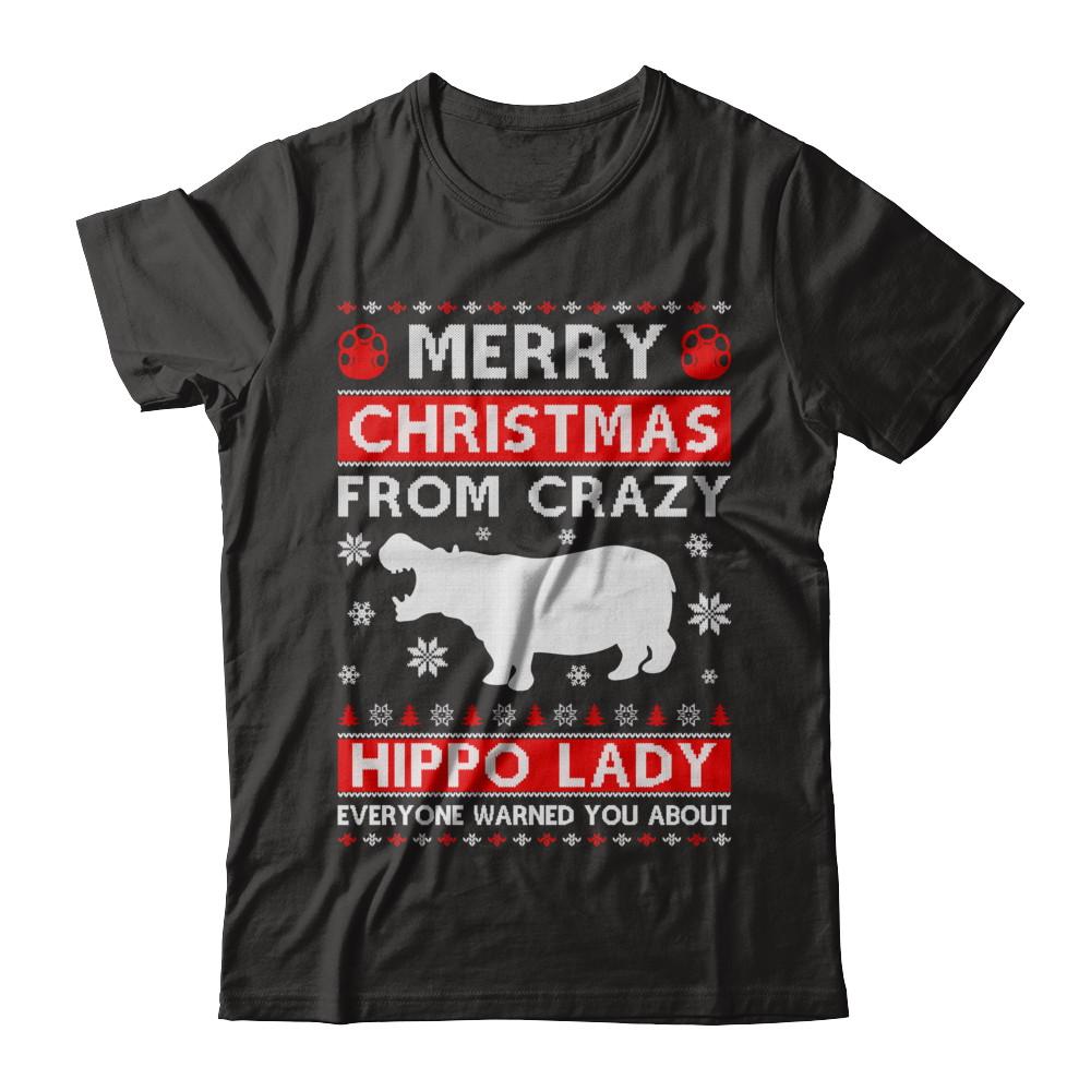 Merry Christmas From Crazy Hippo Lady Sweater-T-Shirt & Sweatshirt-Premium T-Shirt-Black