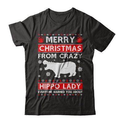 Merry Christmas From Crazy Hippo Lady Sweater-T-Shirt & Sweatshirt-Premium T-Shirt-Black