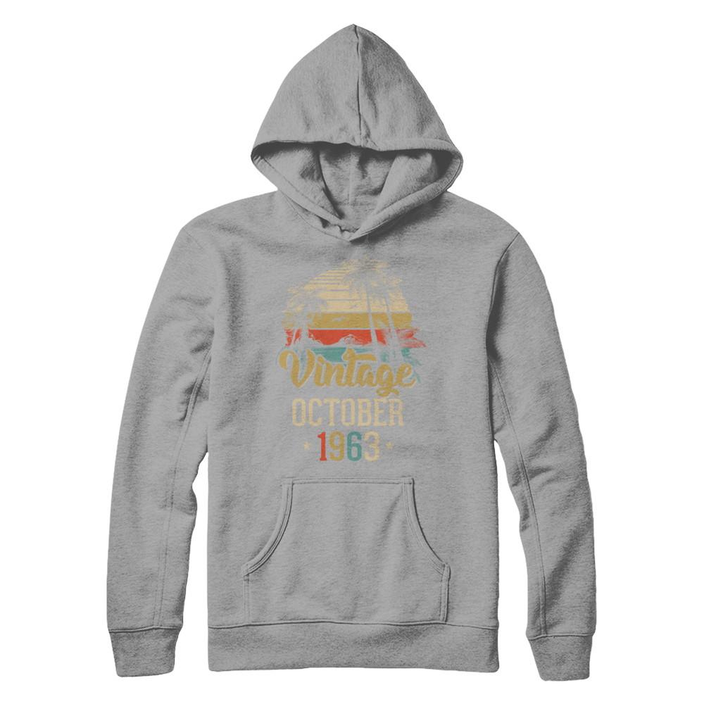 Retro Classic Vintage October 1963 58th Birthday Gift-T-Shirt & Hoodie-Pullover Hoodie-Light Steel