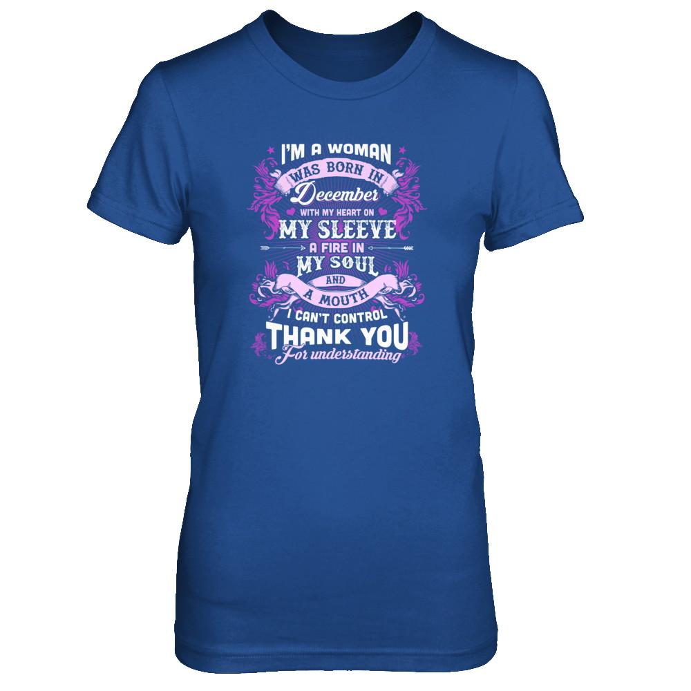 I'm A Woman Was Born In December With My Heart Birthday-T-Shirt & Tank Top-Women's T-Shirt-Royal