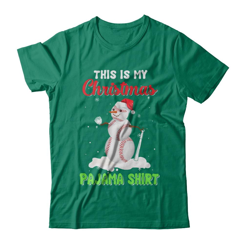 This Is My Christmas Pajama Xmas Snowman Baseball-T-Shirt & Sweatshirt-Classic T-Shirt-Kelly Green