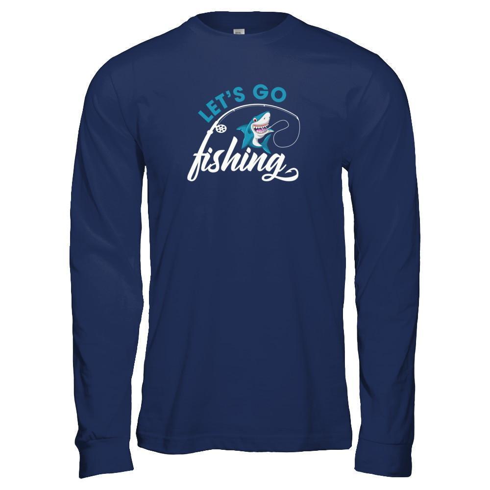Let's Go Fishing Shark Lovers-T-Shirt & Tank Top-Long Sleeve T-Shirt-Navy