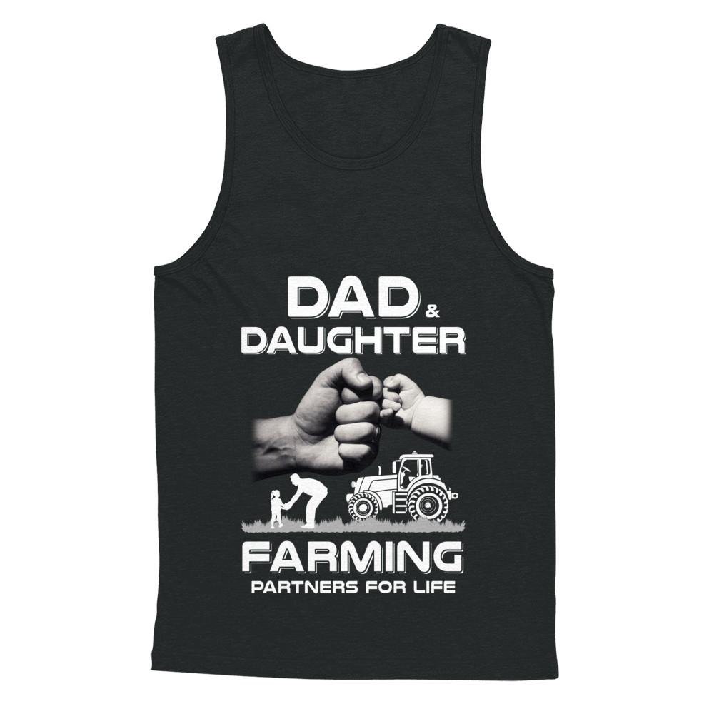 Farmer Dad And Daughter Farming Partners For Life Fathers Day-T-Shirt & Hoodie-Unisex Tank-Black