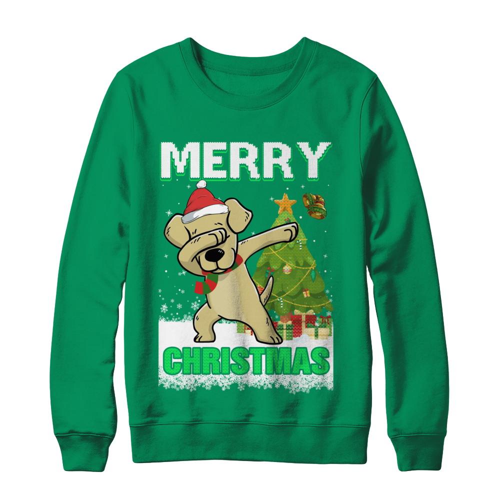 Cute Labrador Claus Merry Christmas Ugly Sweater-T-Shirt & Sweatshirt-Crewneck Sweatshirt-Irish Green