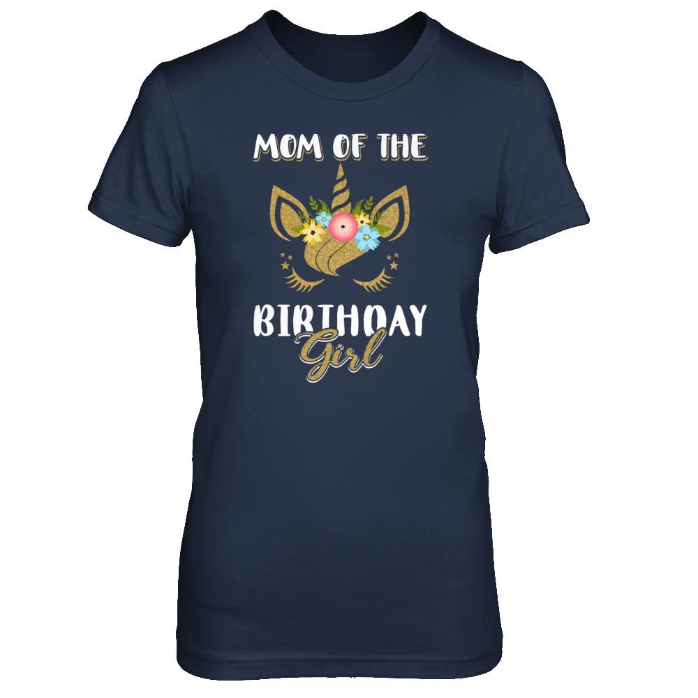 Cute Unicorn Mom Of The Birthday Girl-T-Shirt & Tank Top-Women's T-Shirt-Navy