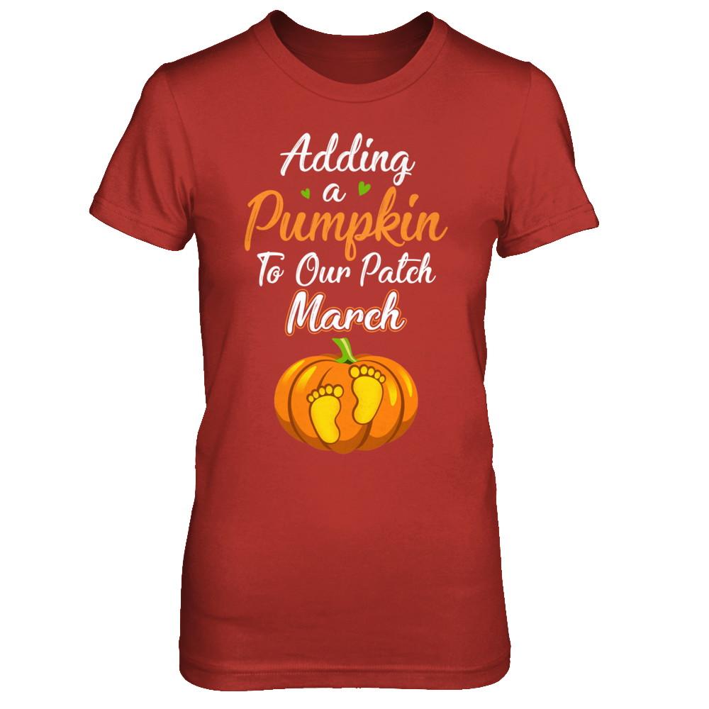 Halloween Pumpkin Pregnancy Mom Due Date In March 2021-T-Shirt & Hoodie-Women's T-Shirt-Red