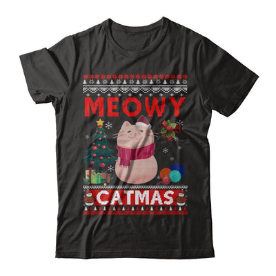 Meowy Catmas Ugly Sweater Cat Christmas-T-Shirt & Sweatshirt-Premium T-Shirt-Black