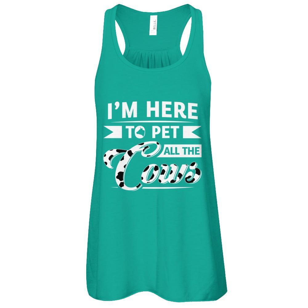 I'm Here To Pet All The Cows-T-Shirt & Tank Top-Women's Flowy Racerback Tank-Kelly