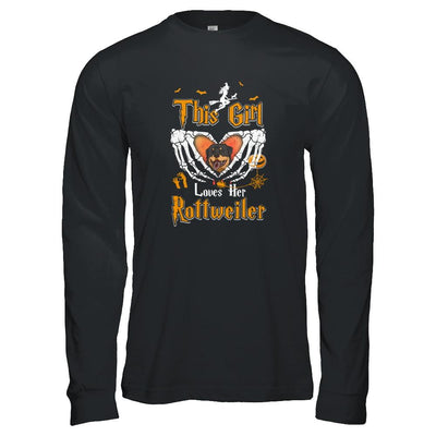 This Girl Love Her Dog Rottweiler Halloween-T-Shirt & Tank Top-Long Sleeve T-Shirt-Black