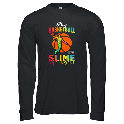 Play Basketball Make Slime Watercolor For Girl Women-T-Shirt & Tank Top-Long Sleeve T-Shirt-Black