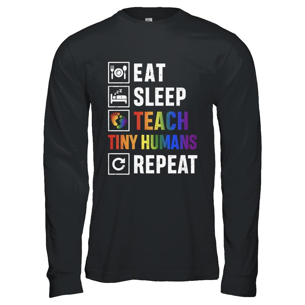 Eat Sleep Teach Tiny Humans Repeat Mommy-T-Shirt & Hoodie-Long Sleeve T-Shirt-Black