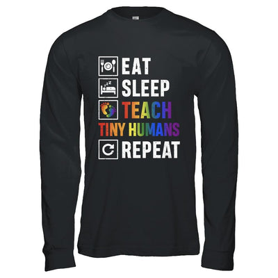Eat Sleep Teach Tiny Humans Repeat Mommy-T-Shirt & Hoodie-Long Sleeve T-Shirt-Black