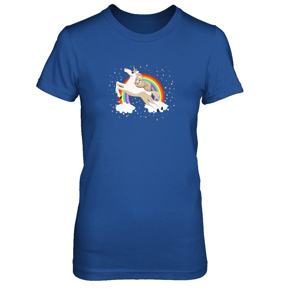 Funny Sloth Riding Unicorn Lover-T-Shirt & Tank Top-Women's T-Shirt-Royal