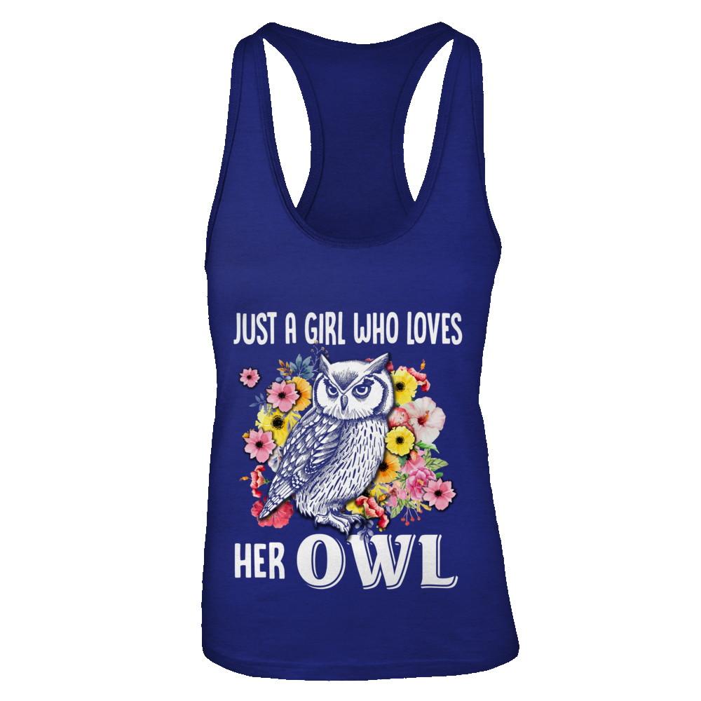 Just A Girl Who Loves Her Owl-T-Shirt & Tank Top-Women's Ideal Racerback Tank-Royal