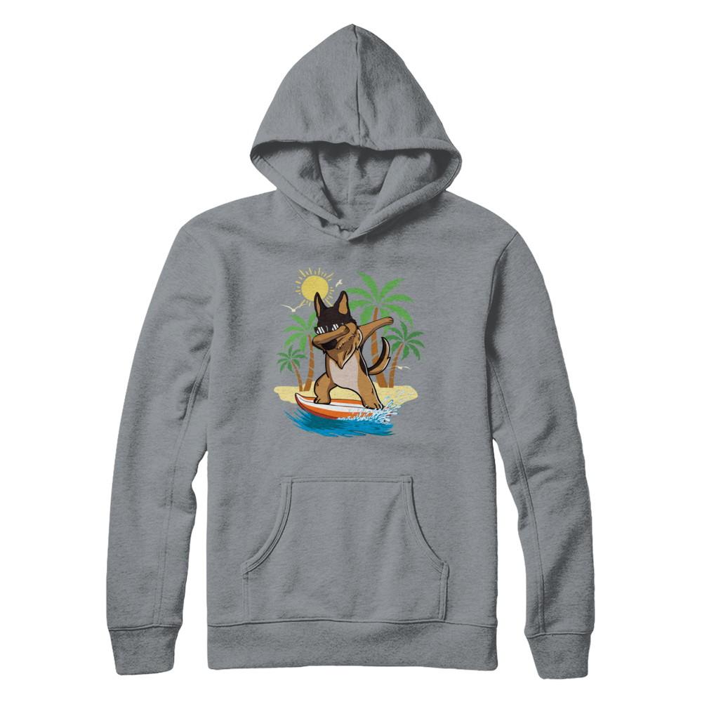 Summer Vacation Dabbing German Shepherd Surfing Surfboard Gift-T-Shirt & Hoodie-Pullover Hoodie-Light Steel